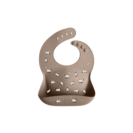 Zakuw - Bavoir en silicone minouche taupe