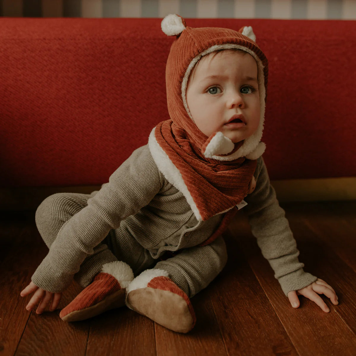 Bonnet velours camel