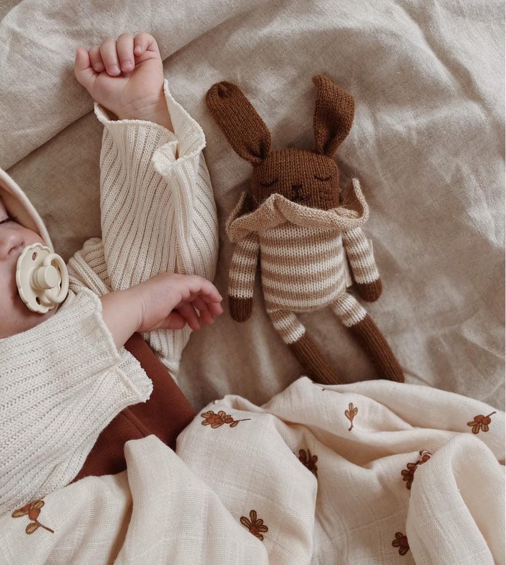 Doudou lapin | combishort rayé sable