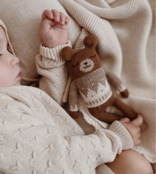 Doudou ourson | pull jacquard avoine