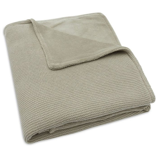 Jollein - Couverture Berceau 75x100cm Grain Knit - Olive Green/Fleece
