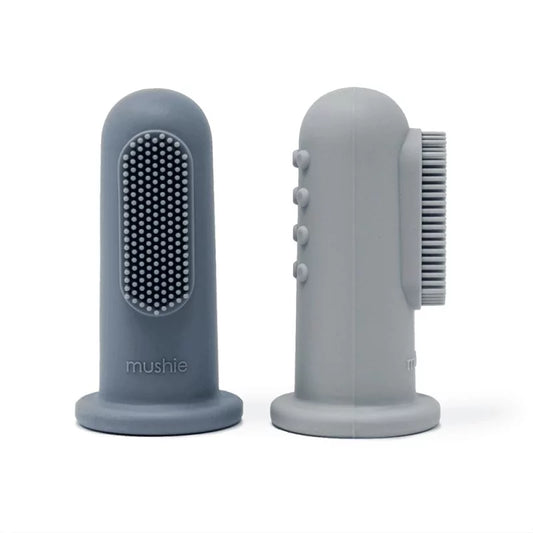 Mushie - Brosse à dents à doigts - Bleu