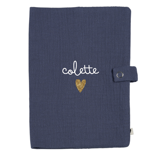 Atelier Wagram - Protège carnet gaze bleu jean