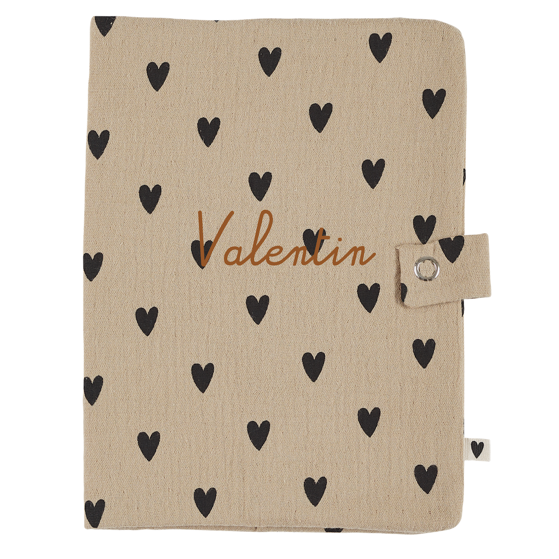 Atelier Wagram | Protège carnet de santé gaze cœurs beige