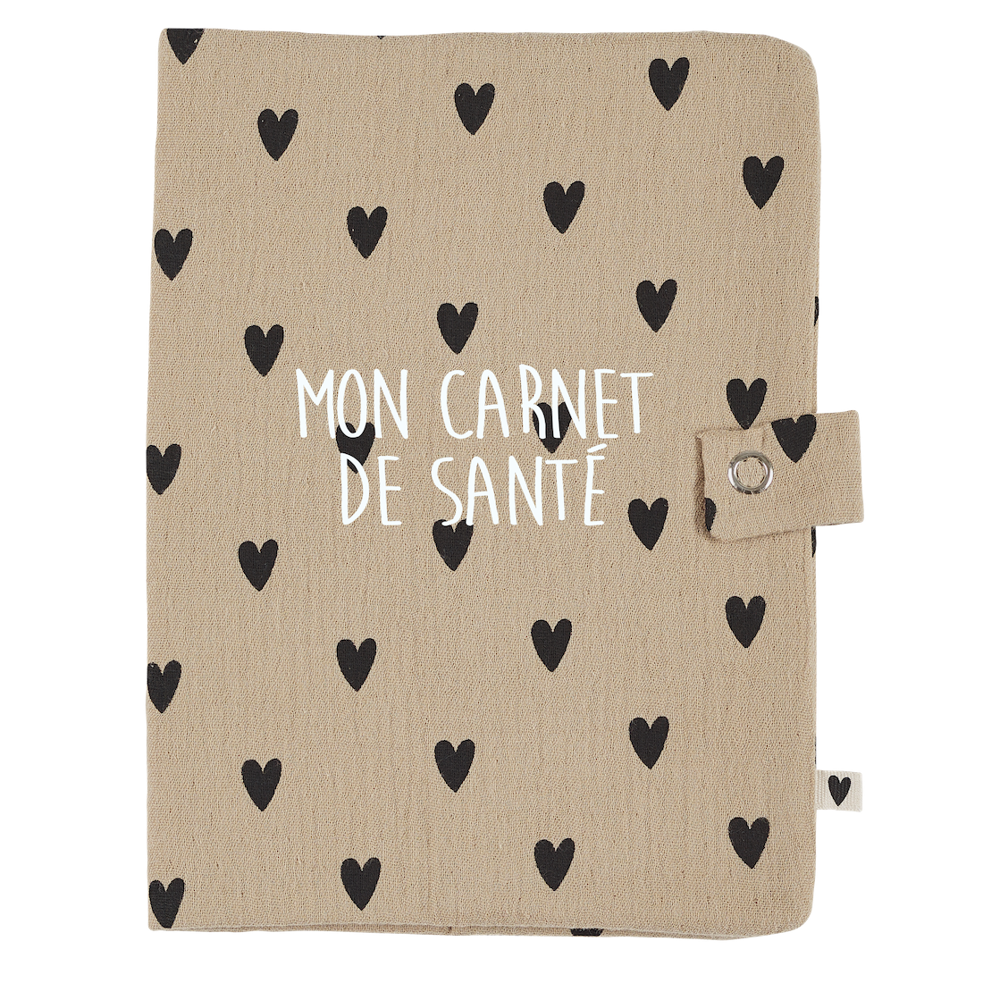 Atelier Wagram | Protège carnet de santé gaze cœurs beige
