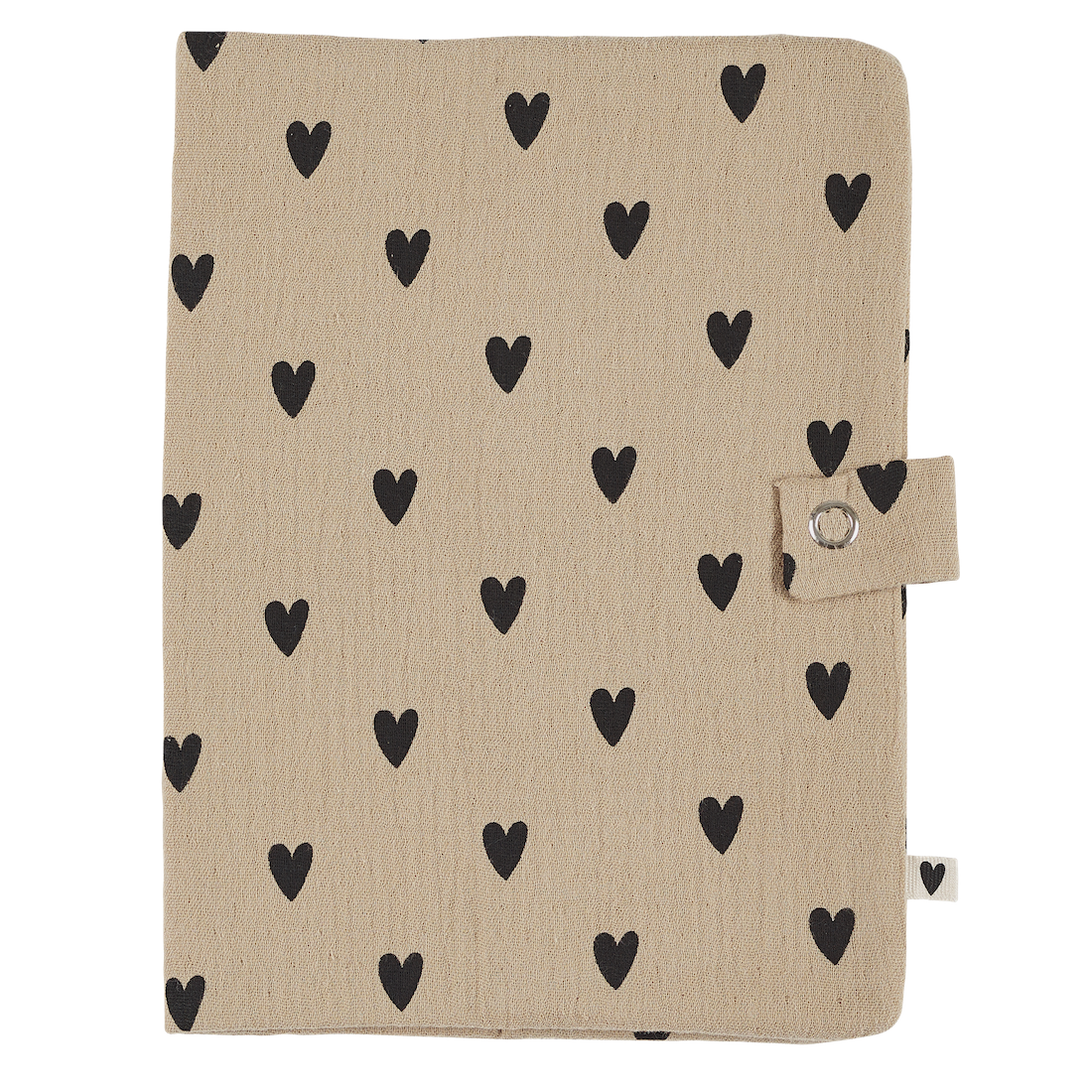 Atelier Wagram | Protège carnet gaze cœurs beige