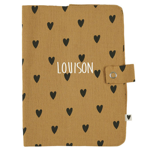 Atelier Wagram | Protège carnet gaze cœurs camel
