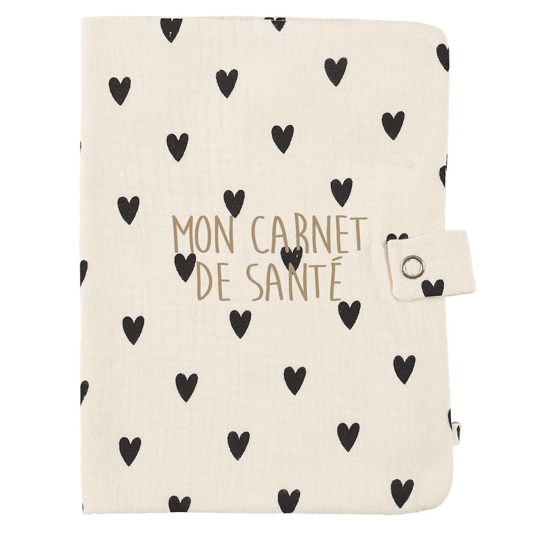 Atelier Wagram | Protège carnet de santé gaze cœurs écru