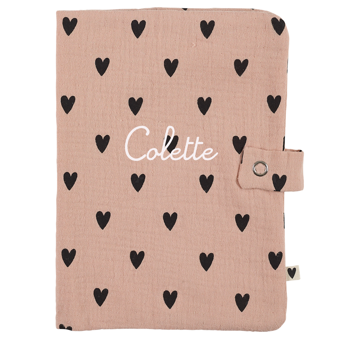Atelier Wagram | Protège carnet de santé gaze cœurs rose